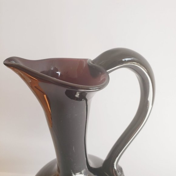 Midcentury Purple  Murano Style Glass Amphora Vase Pitch - Picture 4 of 15